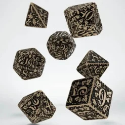Dice-Forest Dice Set 3D Beige/Black (7) - Your Source for Gaming Essentials