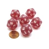 Dice-Frosted 20 Sided D20 Chessex Dice, 6 Pieces - Red with White Numbers - Your Source for Gaming Essentials