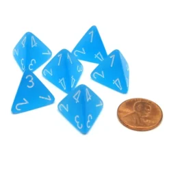 Dice-Frosted 18mm 4 Sided D4 Chessex Dice, 6 Pieces - Caribbean Blue with White - Your Source for Gaming Essentials