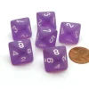 Dice-Frosted 15mm 8 Sided D8 Chessex Dice, 6 Pieces - Purple with White - Your Source for Gaming Essentials