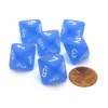 Dice-Frosted 15mm 8 Sided D8 Chessex Dice, 6 Pieces - Blue with White - Your Source for Gaming Essentials