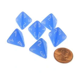 Dice-Frosted 18mm 4 Sided D4 Chessex Dice, 6 Pieces - Blue with White - Your Source for Gaming Essentials
