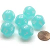 Dice-Frosted 18mm 12 Sided D12 Chessex Dice, 6 Pieces - Teal with White - Your Source for Gaming Essentials