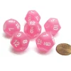 Dice-Frosted 18mm 12 Sided D12 Chessex Dice, 6 Pieces - Pink with White - Your Source for Gaming Essentials