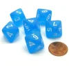 Dice-Frosted 15mm 8 Sided D8 Chessex Dice, 6 Pieces - Caribbean Blue with White - Your Source for Gaming Essentials