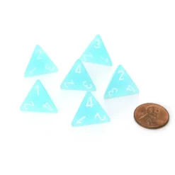 Dice-Frosted 18mm 4 Sided D4 Chessex Dice, 6 Pieces - Teal with White - Your Source for Gaming Essentials