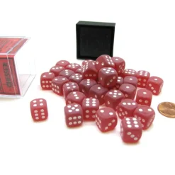 Dice-Frosted 12mm D6 Chessex Dice Block (36 Die) - Red with White Pips - Your Source for Gaming Essentials