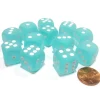 Dice-Frosted 16mm D6 Chessex Dice Block (12 Dice) - Teal with White Pips - Your Source for Gaming Essentials