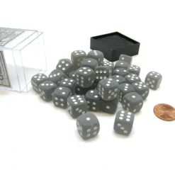 Dice-Frosted 12mm D6 Chessex Dice Block (36 Die) - Smoke with White Pips - Your Source for Gaming Essentials