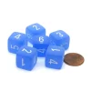 Dice-Frosted 15mm D6 Polyhedral Chessex Dice, 6 Pieces - Blue with White Numbers - Your Source for Gaming Essentials
