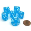 Dice-Frosted 16mm Tens D10 (00-90) Chessex Dice, 6 Pieces - Caribbean Blue with White - Your Source for Gaming Essentials