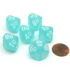 Dice-Frosted 16mm Tens D10 (00-90) Chessex Dice, 6 Pieces - Teal with White Numbers - Your Source for Gaming Essentials