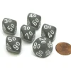 Dice-Frosted 16mm Tens D10 (00-90) Chessex Dice, 6 Pieces - Smoke with White Numbers - Your Source for Gaming Essentials