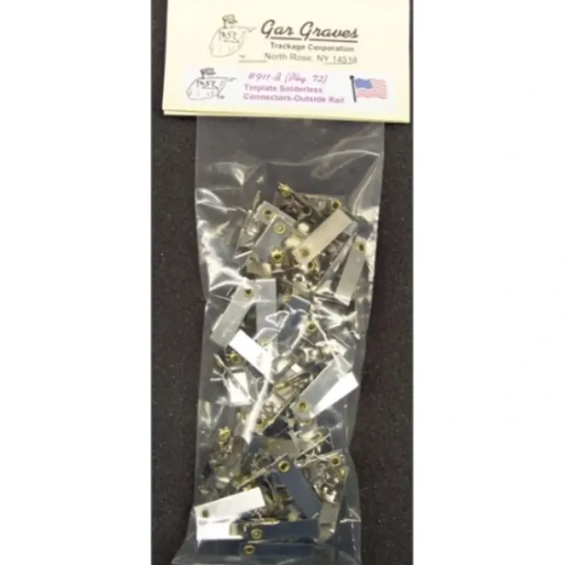 New Gargraves 911-B Tinplated Connectors for Outside Rails (72) - Your Source for Gaming Essentials Trains