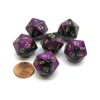 Dice>Gemini 20 Sided D20 Chessex Dice, 6 Pieces - Black-Purple with Gold Numbers - Your Source for Gaming Essentials