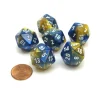 Dice>Gemini 20 Sided D20 Chessex Dice, 6 Pieces - Blue-Gold with White Numbers - Your Source for Gaming Essentials