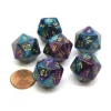 Dice>Gemini 20 Sided D20 Chessex Dice, 6 Pieces - Purple-Teal with Gold Numbers - Your Source for Gaming Essentials