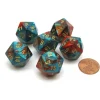 Dice>Gemini 20 Sided D20 Chessex Dice, 6 Pieces - Red-Teal with Gold Numbers - Your Source for Gaming Essentials