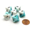 Dice-Gemini 15mm 8 Sided D8 Chessex Dice, 6 Pieces - Teal-White with Black - Your Source for Gaming Essentials