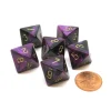 Dice-Gemini 15mm 8 Sided D8 Chessex Dice, 6 Pieces - Black-Purple with Gold - Your Source for Gaming Essentials