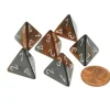 Dice>Gemini 18mm 4 Sided D4 Chessex Dice, 6 Pieces - Copper-Steel with White - Your Source for Gaming Essentials