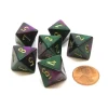 Dice-Gemini 15mm 8 Sided D8 Chessex Dice, 6 Pieces - Green-Purple with Gold - Your Source for Gaming Essentials
