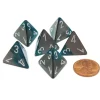 Dice>Gemini 18mm 4 Sided D4 Chessex Dice, 6 Pieces - Steel-Teal with White - Your Source for Gaming Essentials