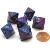 Dice-Gemini 15mm 8 Sided D8 Chessex Dice, 6 Pieces - Blue-Purple with Gold - Your Source for Gaming Essentials