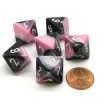 Dice-Gemini 15mm 8 Sided D8 Chessex Dice, 6 Pieces - Black-Pink with White - Your Source for Gaming Essentials