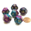 Dice>Gemini 18mm 12 Sided D12 Chessex Dice, 6 Pieces - Purple-Teal with Gold - Your Source for Gaming Essentials