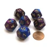 Dice>Gemini 18mm 12 Sided D12 Chessex Dice, 6 Pieces - Blue-Purple with Gold - Your Source for Gaming Essentials