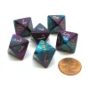 Dice-Gemini 15mm 8 Sided D8 Chessex Dice, 6 Pieces - Purple-Teal with Gold - Your Source for Gaming Essentials