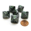 Dice-Gemini 15mm 8 Sided D8 Chessex Dice, 6 Pieces - Black-Grey with Green - Your Source for Gaming Essentials