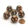 Dice>Gemini 18mm 12 Sided D12 Chessex Dice, 6 Pieces - Copper-Steel with White - Your Source for Gaming Essentials