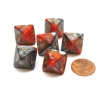 Dice-Gemini 15mm 8 Sided D8 Chessex Dice, 6 Pieces - Orange-Steel with Gold - Your Source for Gaming Essentials