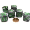 Dice>Gemini 20mm Big D6 Chessex Dice, 6 Pieces - Black-Grey with Green Pips - Your Source for Gaming Essentials