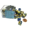 Dice>Gemini 12mm D6 Chessex Dice Block (36 Dice) - Blue-Gold with White Pips - Your Source for Gaming Essentials
