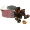 Dice-Gemini 12mm D6 Chessex Dice Block (36 Dice) - Black-Red with Gold Pips - Your Source for Gaming Essentials