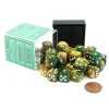 Dice-Gemini 12mm D6 Chessex Dice Block (36 Dice) - Gold-Green with White Pips - Your Source for Gaming Essentials