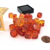 Dice-Gemini 12mm D6 Dice Block (36 Dice) - Translucent Red-Yellow with Gold Numbers - Your Source for Gaming Essentials