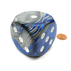 Dice>Gemini 50mm Huge Large D6 Chessex Dice, 1 Piece - Blue-Steel with White Pips - Your Source for Gaming Essentials