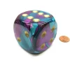 Dice>Gemini 50mm Huge Large D6 Chessex Dice, 1 Piece - Purple-Teal with Gold Pips - Your Source for Gaming Essentials