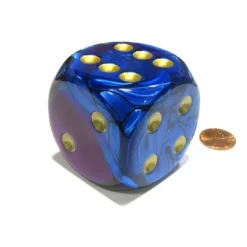 Dice>Gemini 50mm Huge Large D6 Chessex Dice, 1 Piece - Blue-Purple with Gold Pips - Your Source for Gaming Essentials