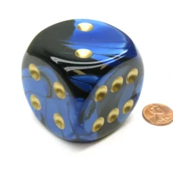 Dice>Gemini 50mm Huge Large D6 Chessex Dice, 1 Piece - Black-Blue with Gold Pips - Your Source for Gaming Essentials
