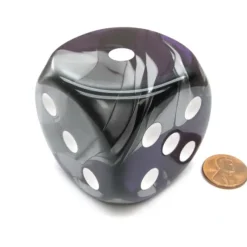 Dice>Gemini 50mm Huge Large D6 Chessex Dice, 1 Piece - Purple-Steel with White Pips - Your Source for Gaming Essentials