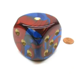 Dice>Gemini 50mm Huge Large D6 Chessex Dice, 1 Piece - Blue-Red with Gold Pips - Your Source for Gaming Essentials