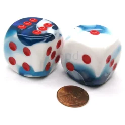 Dice>Gemini 30mm Large D6 Chessex Dice, 2 Pieces - Astral Blue with Red Pips - Your Source for Gaming Essentials
