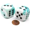 Dice>Gemini 30mm Large D6 Chessex Dice, 2 Pieces - Teal-White with Black Pips - Your Source for Gaming Essentials