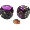 Dice>Gemini 30mm Large D6 Chessex Dice, 2 Pieces - Black-Purple with Gold Pips - Your Source for Gaming Essentials