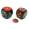 Dice>Gemini 30mm Large D6 Chessex Dice, 2 Pieces - Red-Teal with Gold Pips - Your Source for Gaming Essentials